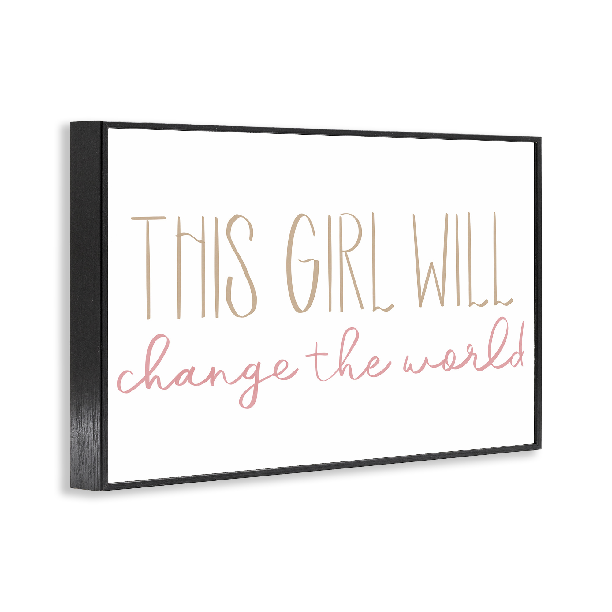 Stupell Industries Change The World Typography Painting Black Framed Art Print Wall Art, 30 x 20