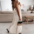 thumbnail image 4 of Vestido Largo Vestido largo bohemio de encaje para mujer Vestido suelto de verano con hombros descubiertos (Beige S) Cgtredaw Para estrenar, 4 of 6
