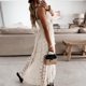 thumbnail image 4 of Vestido Largo Vestido largo bohemio de encaje para mujer Vestido suelto de verano con hombros descubiertos (Beige XXL) Cgtredaw Para estrenar, 4 of 6