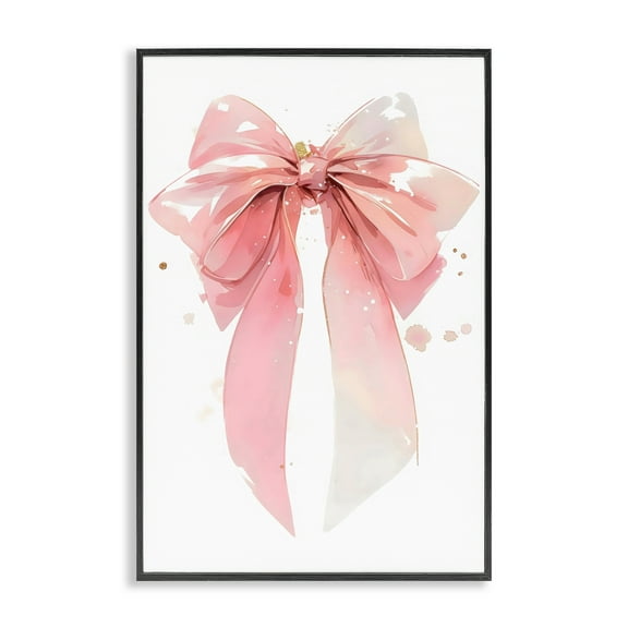 Stupell Industries Modern Elegant Pink Bow Black Framed Giclee Art, design by Creative Studio, 18 x 12