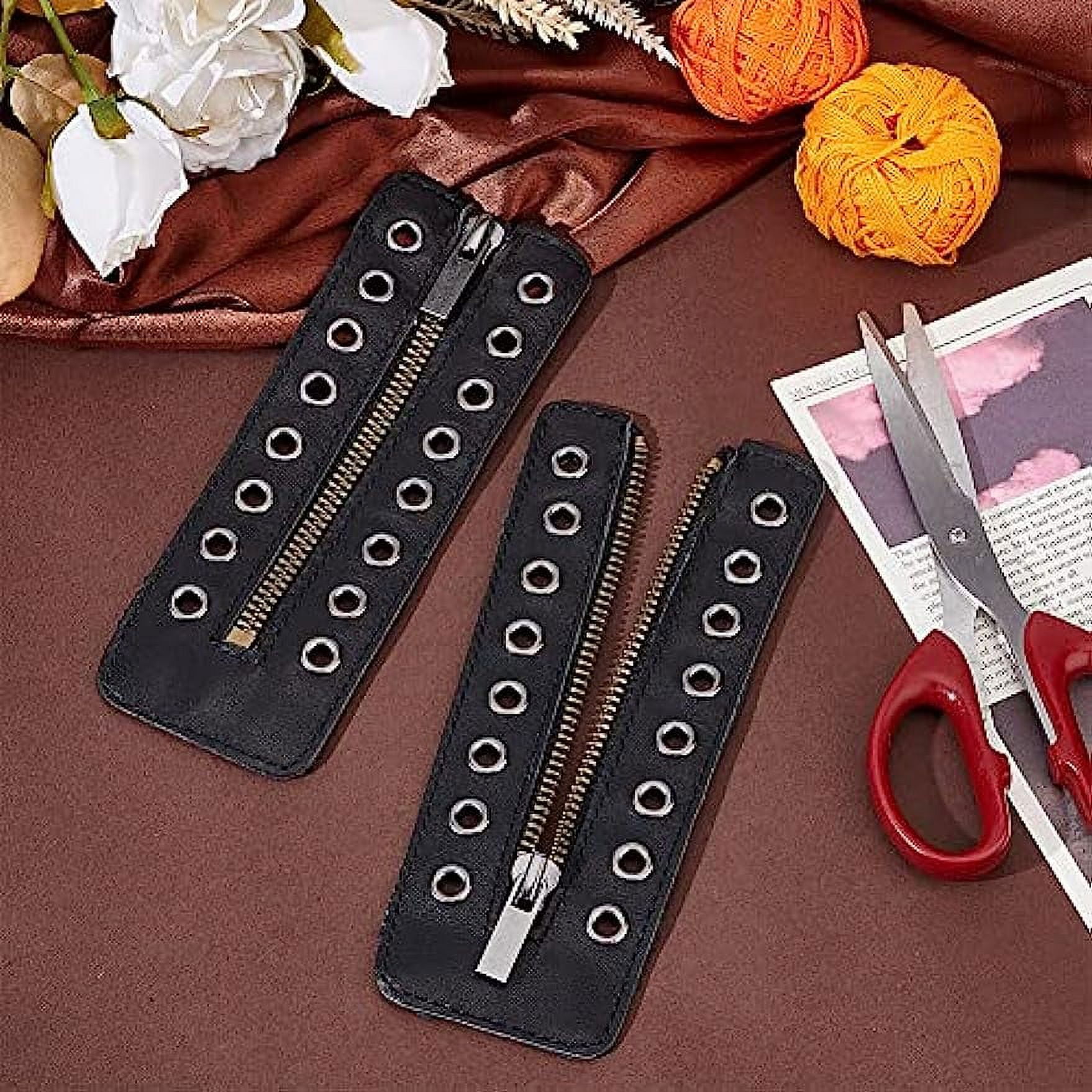 1 Pair 16 hole Leather Lace-up Boot Zipper Inserts for Sports Shoes  157x55mm