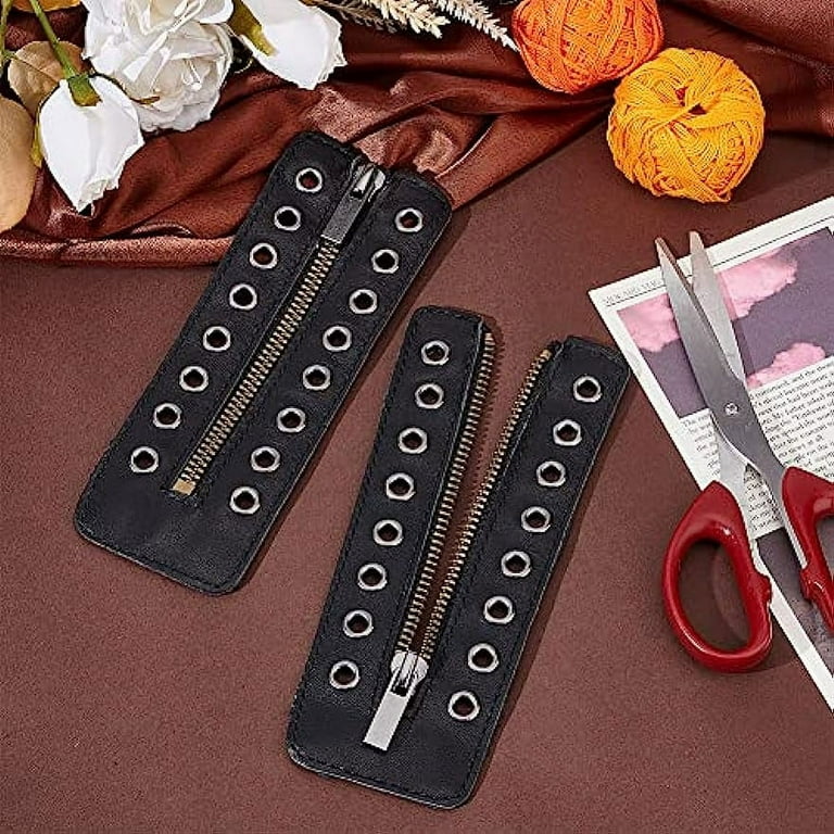 1 Pair Leather Lace-in Boot Zipper Inserts 8 Eyelet Zipper No Tie Zipper  Boot Laces Tieless Shoe Laces