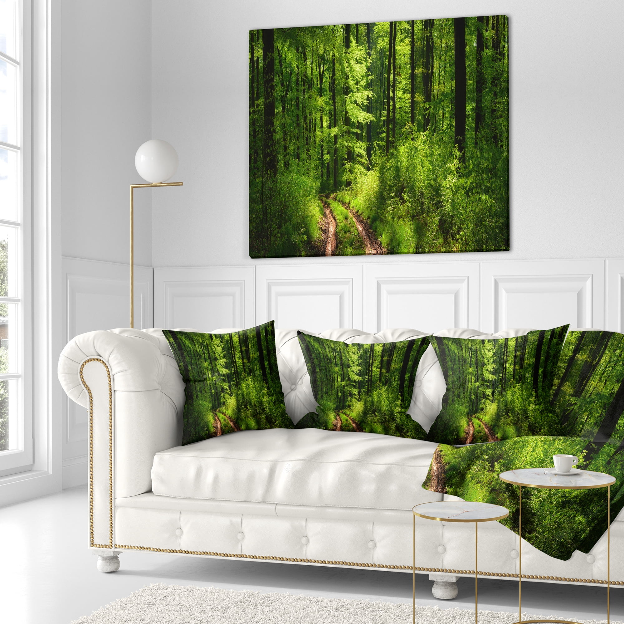Designart Fascinating Greenery in Wild Forest - Forest Throw Pillow - 18x18