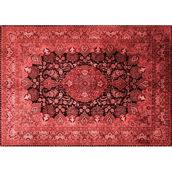 Ahgly Company Indoor Rectangle Medallion Red Traditional Area Rugs, 5' x 7'