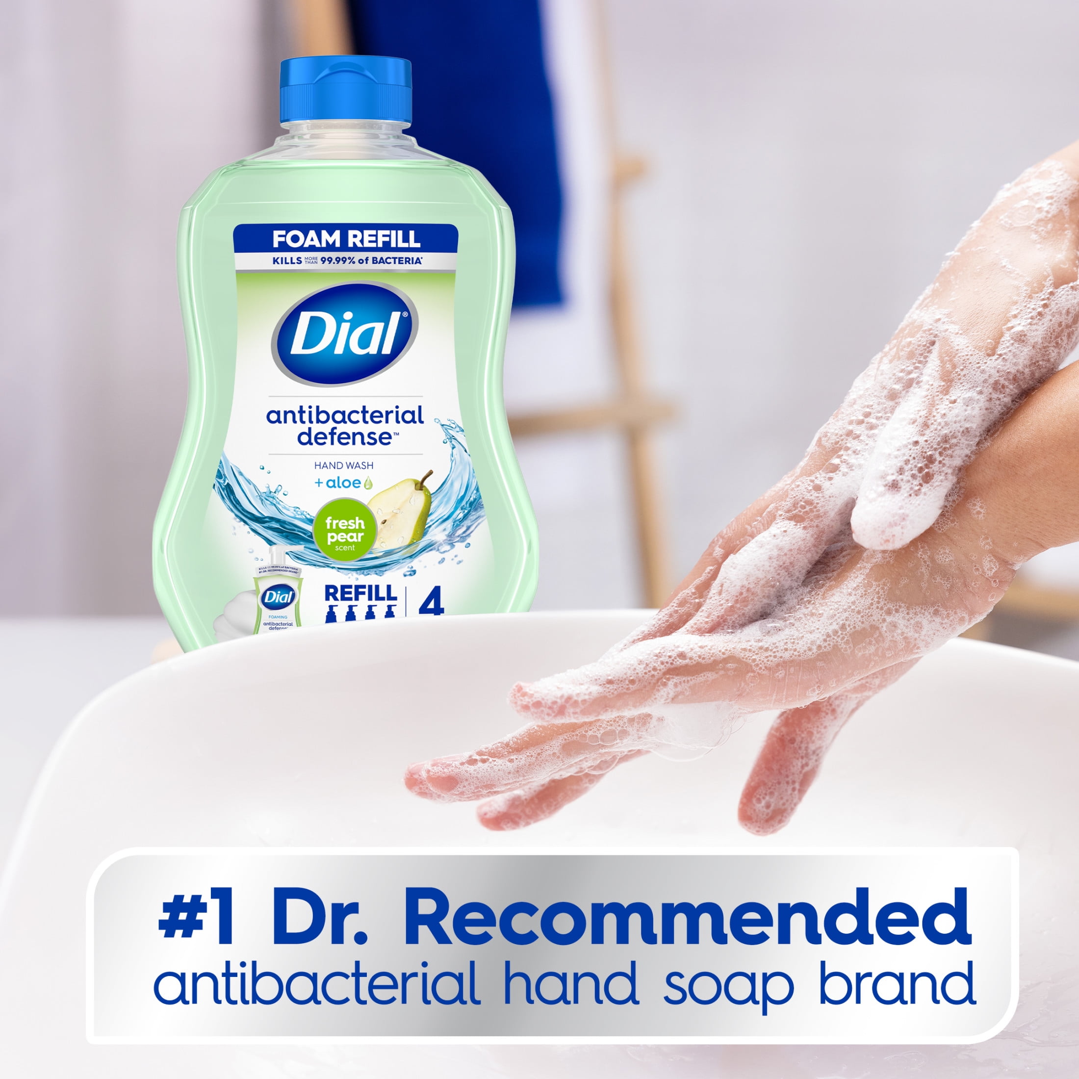 Dial Antibacterial Defense Fresh Pear Foaming Hand Soap Refill, 30 fl oz