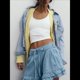 thumbnail image 4 of Pantalones Cortos Vaqueros con Volantes para Mujer, Cintura Alta, Holgados, Pierna , Estilo Urbano Y2K. Azul XL, 4 of 8