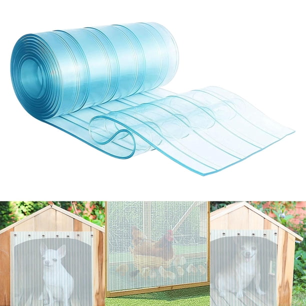 Cortinas PVC para puertas, solapas repuesto, longitud 2 m, resistentes al viento, para montaje en almacén, fáciles cortar e instalar, azul