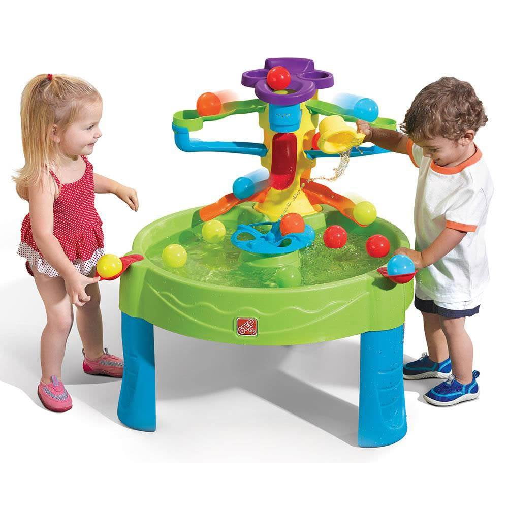 Step2 Busy Ball Play Green Plastic Water Table for Toddlers with Ramp and Spinner