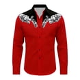 thumbnail image 4 of HXWCHs Western Heritage Long Sleeve Casual Shirt Festive Print Button Front Durable Easy Care top for Men S Red, 4 of 4