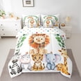 thumbnail image 2 of Feelyou Jungle Lion Animal Twin Bedding Sets 7-Piece, Cartoon Cheetah Elephant Zebra Lover Bedding Comforter Set, Teens Kids Boys Girls Reversible Sheet Sets, Breathable Home Decor, 2 of 8