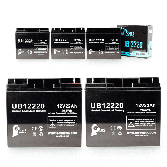 5x Pack - Compatible System Power Specialist LCR12V17BP Battery - Replacement UB12220 Universal Sealed Lead Acid Battery (12V 22Ah, 22000mAh, T4 Terminal, AGM, SLA)