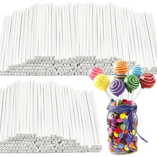 100 Count White Lollipop Sticks, 6-Inch Paper Sucker Sticks for