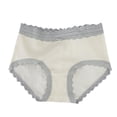 thumbnail image 2 of HongQid Womens Cotton Hipster Underwear Lace Panties Middle Rise Briefs Soft & Breathable Ladies Full Coverage Undies White XL, 2 of 3