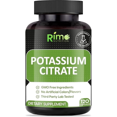Rimo Nutrition Potassium Citrate Supplement No Additives 120 Servings