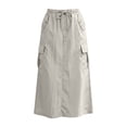 thumbnail image 6 of FchengtaiS Womens Cargo Skirt Drawstring High Waisted Quick Dry Maxi Skirt Summer Trendy A Line Long Skirts with Multi Pockets, 6 of 6