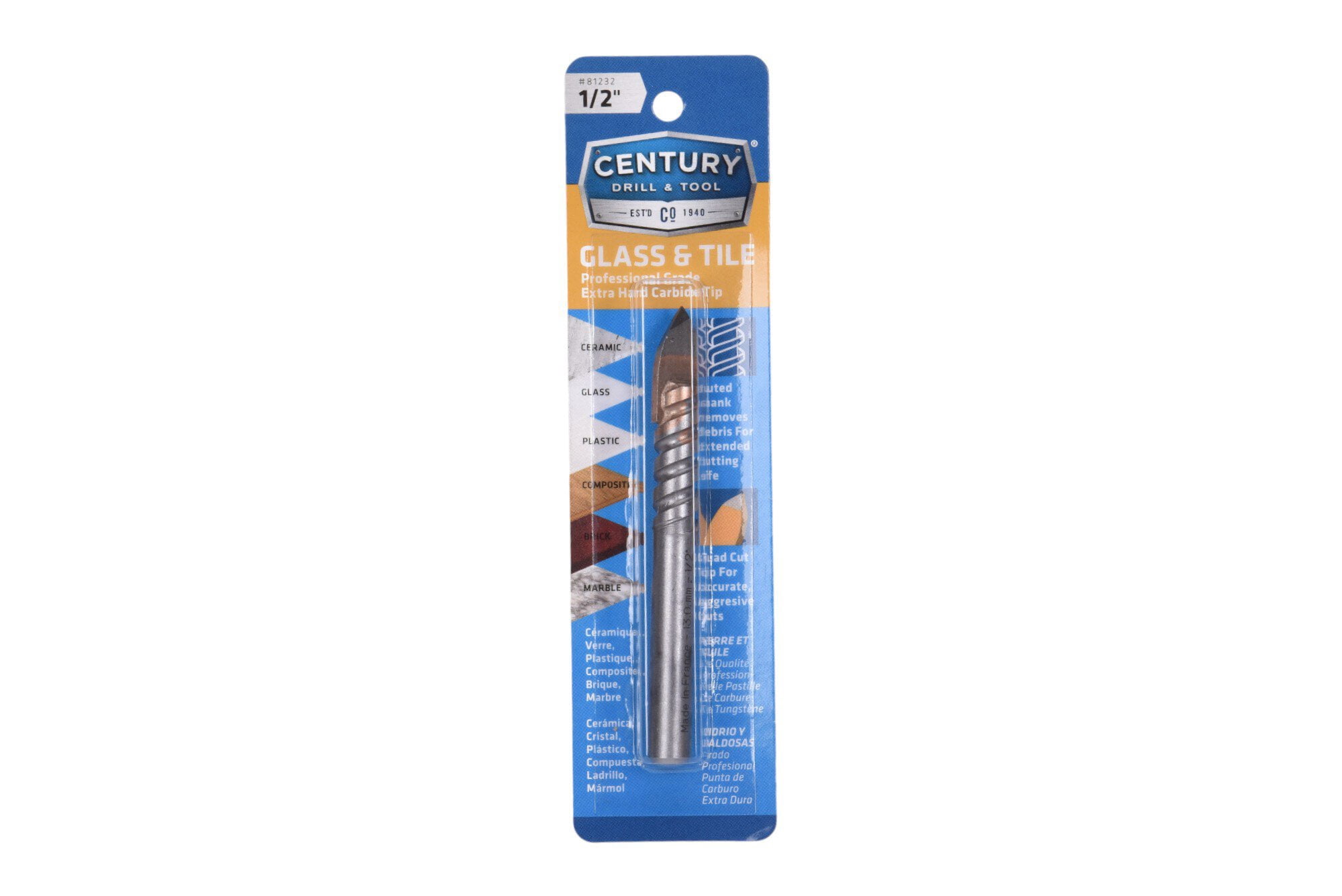 Century Drill & Tool 81232 Glass & Tile Bit, 1/2"