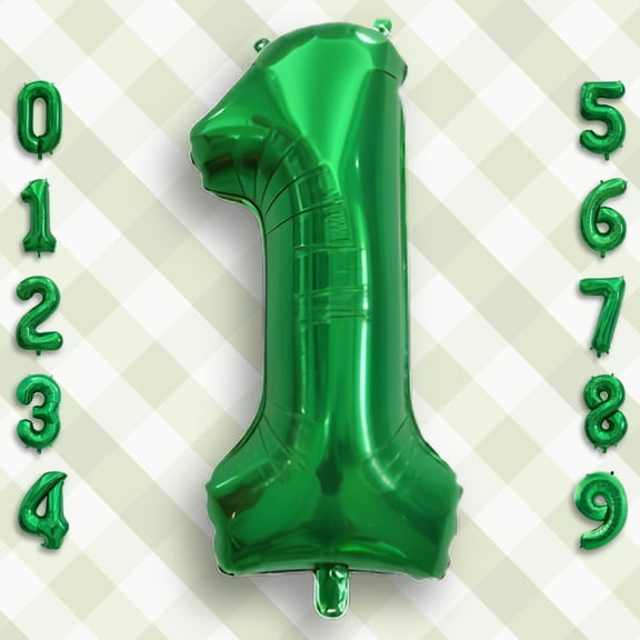 Green Number 1 Foil Balloon 32" - Helium/Air Inflatable Dark Green Metallic Mylar Balloons Number 1 for 1st Birthday Party, First Anniversary Decor