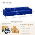 thumbnail image 5 of PPorfamilia 130" Velvet 4 Seater Sofa, Modular Sectional Deep Seat Sofa with Storage, Soft Upholstered Couch with Cushions and Pillows for Living Room, Blue, 5 of 5