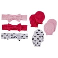 thumbnail image 4 of Hudson Baby Infant Girl Cotton Headband and Scratch Mitten 6pc Set, Bows, 0-6 Months, 4 of 6