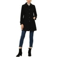 thumbnail image 2 of INSPIRE CHIC Women's Peter Pan Collar Winter Outwear Trench Pea Coats L Black, 2 of 7