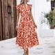 thumbnail image 2 of Vestido de Verano con Mangas Plisadas Mangas Voladoras Cuello Redondo Y Encaje, Vestido de Verano Informal Impreso, 2 of 5