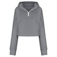 thumbnail image 7 of GigrtiJin Womens' Hoodies Half Zip Long Sleeve Fleece Crop Sweatshirts Solid Color Pullover Top with Pockets Thumb Hole, 7 of 7
