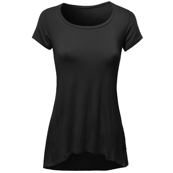 FashionOutfit Women's Basic Scoop Neck Short Sleeve Pocket Diphem T-shirts