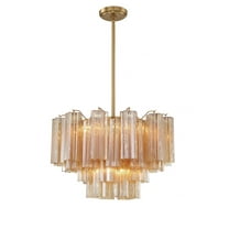 Crystorama Addis 9 Light Aged Brass Chandelier - 22"W x 14.25"H x 22"D
