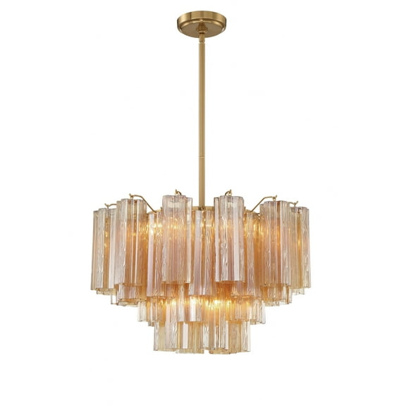 Crystorama Addis 9 Light Aged Brass Chandelier - 22"W x 14.25"H x 22"D
