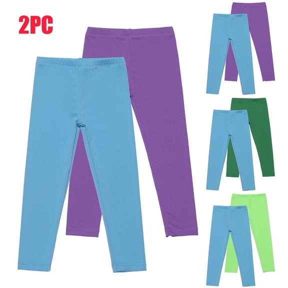 Lovzfmll Toddler Girl's Pants, 2-Pack Stretch Solid Color Casual Leggings, Ankle Length Everyday Outfits for 3-4 Years