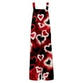 thumbnail image 5 of Fgvctg Valentine's Day Womens Jumpsuit Wide Leg Pant Date Night Spaghetti Straps Fashion Love Heart Print Jumpsuits Sleeveless Bib Overalls Sprimg Romper Clothes With Pockets Vermilion S, 5 of 5