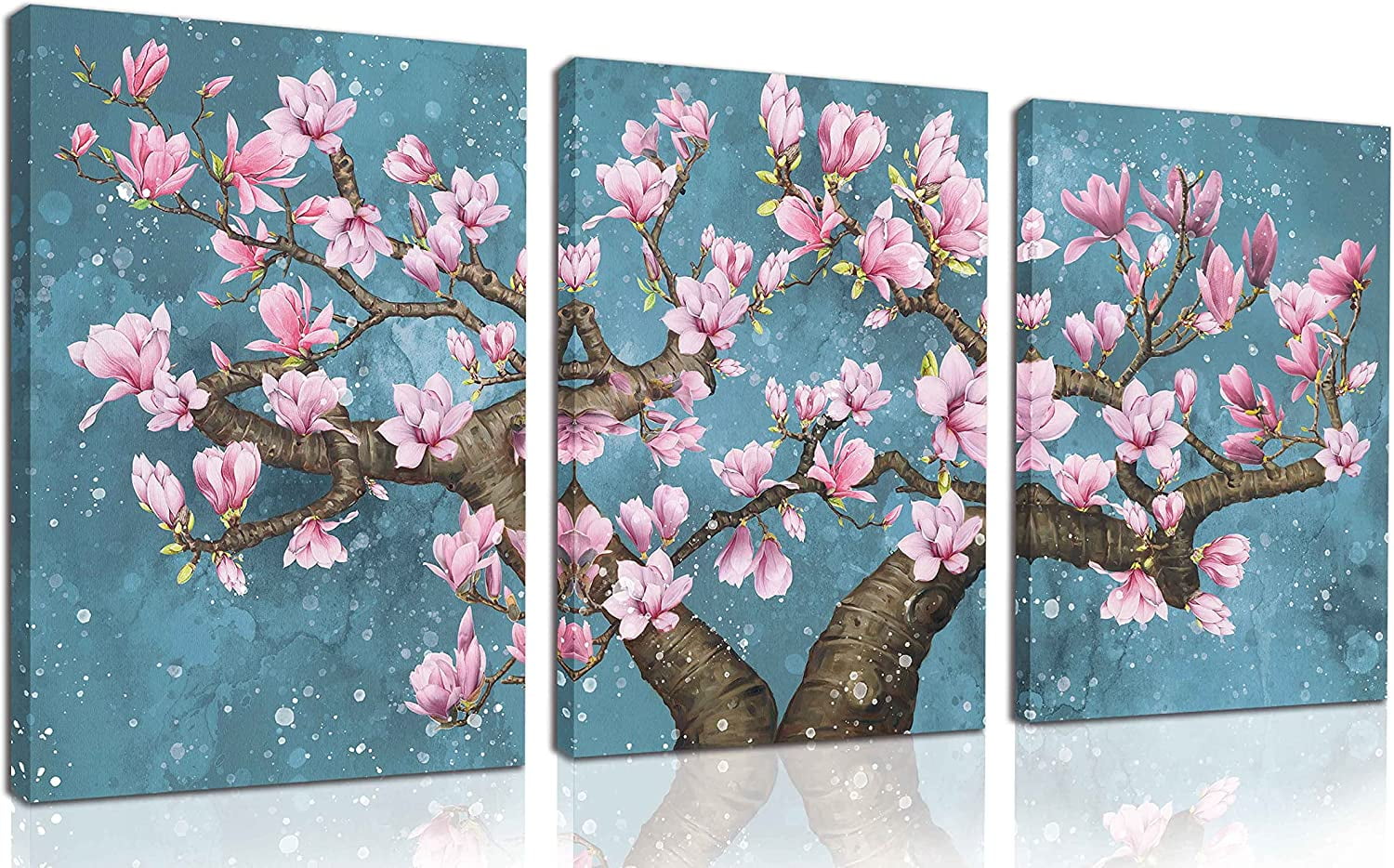 Magnolia Flower Bedroom WallArt Pink Floral Bathroom Decor Wall Art