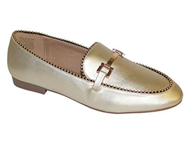 all gold loafers