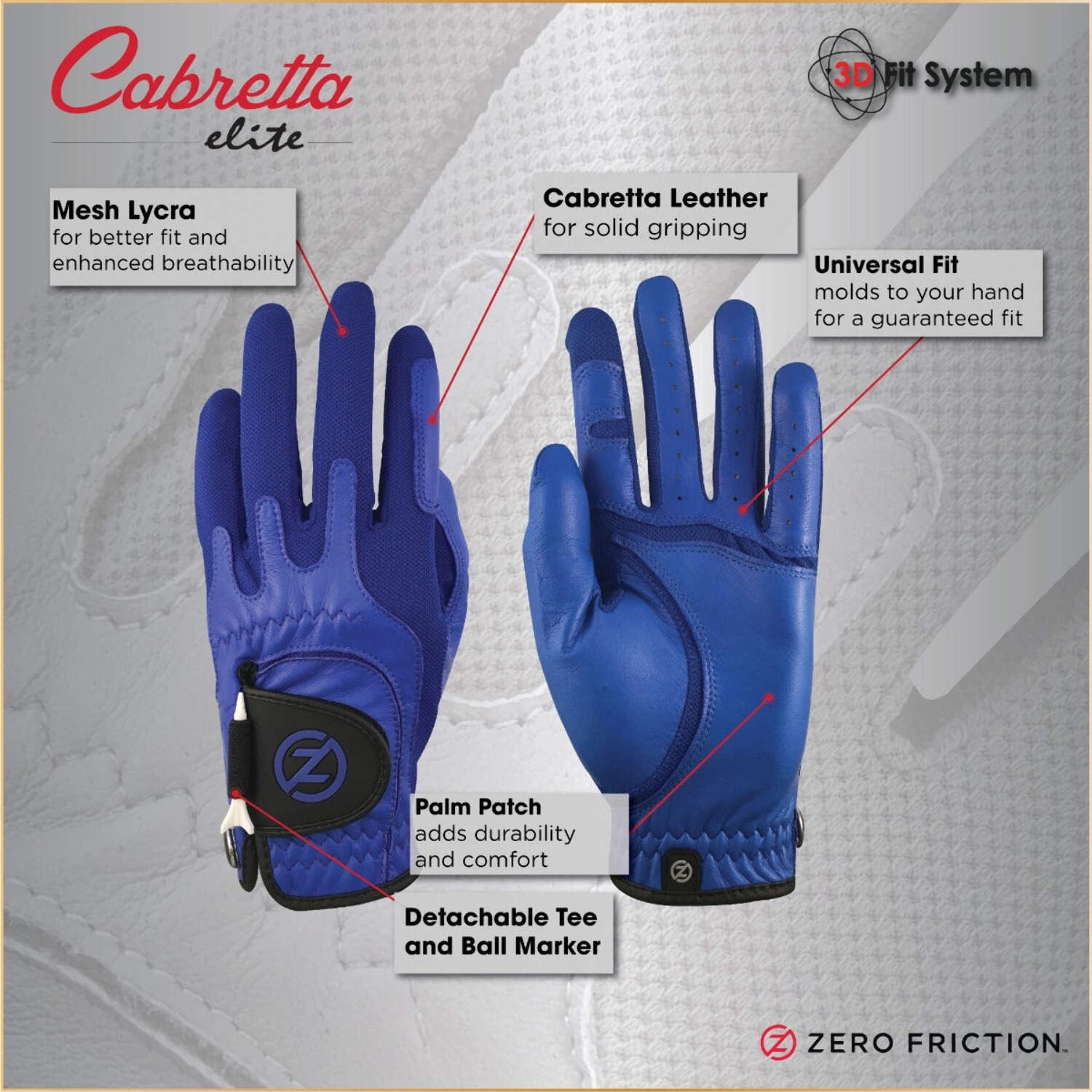 Zero Friction Cabretta Elite Golf Glove Men Left Hand Size Fits All Regular