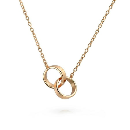 Couples Circle - Interlocking Circle Eternal Love Pendant Necklace For Women Mother Daughter Couples Rose Gold Plated 925 Sterling Silver