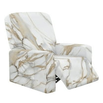 FOR U DESIGNS White Marble Pattern Recliner Chair Covers 4-Pieces Comfortable Chair Covers for Living Room Anti-Dust Furniture Protector Home Decor Accessories