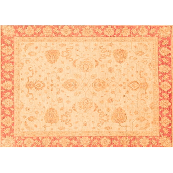 Ahgly Company Indoor Rectangle Abstract Orange Modern Area Rugs, 2' x 5'