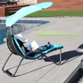 thumbnail image 5 of Hanging Chaise Lounger Chair Patio Porch Arc Swing Hammock Chair Canopy Outdoor [Blue], 5 of 8