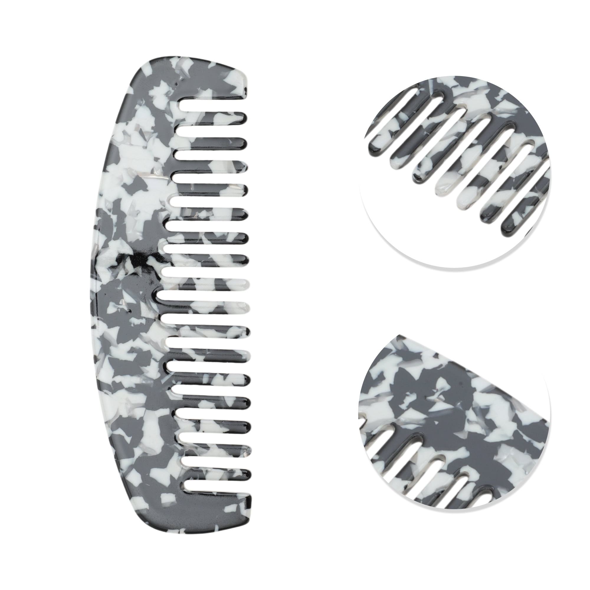 Unique Bargains 1 Pc Marble Hair Comb Designed for Making hair Smooth Black and White