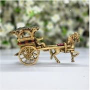 Brass Horse Cart Horse & Carriage Traditional Horse Cart Brass with Antique Look Horse Cart Decorative Gift Carriage Horse Cart Indian Metal Craft Collection for Gift and Decor - AtoZ India Cart