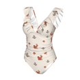 thumbnail image 4 of Yiaed Cute Squirrel Print Women's Ruffled One Piece Swimsuit V Neck Swimwear Slimming Monokini for Woman-Medium, 4 of 8