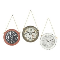 DecMode 11"D White Metal Wall Clock with Rope accents (3 Count)