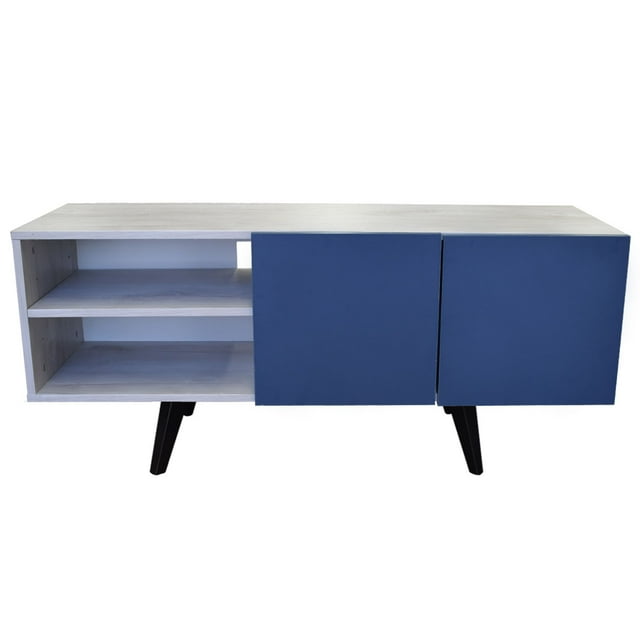 Mueble para TV de 50' Blanco Nordico Azul Hogare Centro de Entretenimiento