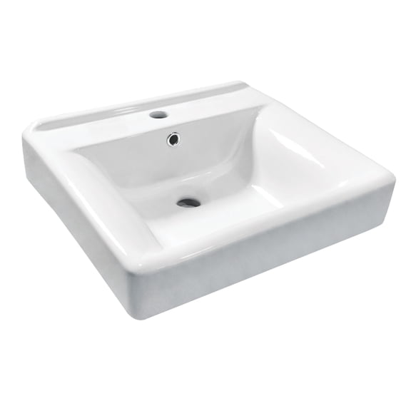 Kingston Brass EV2018W1 Concord 20-Inch Ceramic Console Sink Basin Only (1-Hole) in White