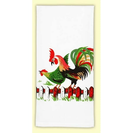 Hen Dish - Red and White Kitchen Hen Pecked Flour Sack Towel #VL58