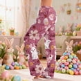 thumbnail image 2 of Fabrcox Easter Pajama Pants Women Cute Drawstring Straight Leg Women's Sleep Pants Egg Rabbit Hunt Print Holiday Woman Lounge Pants, 2 of 5