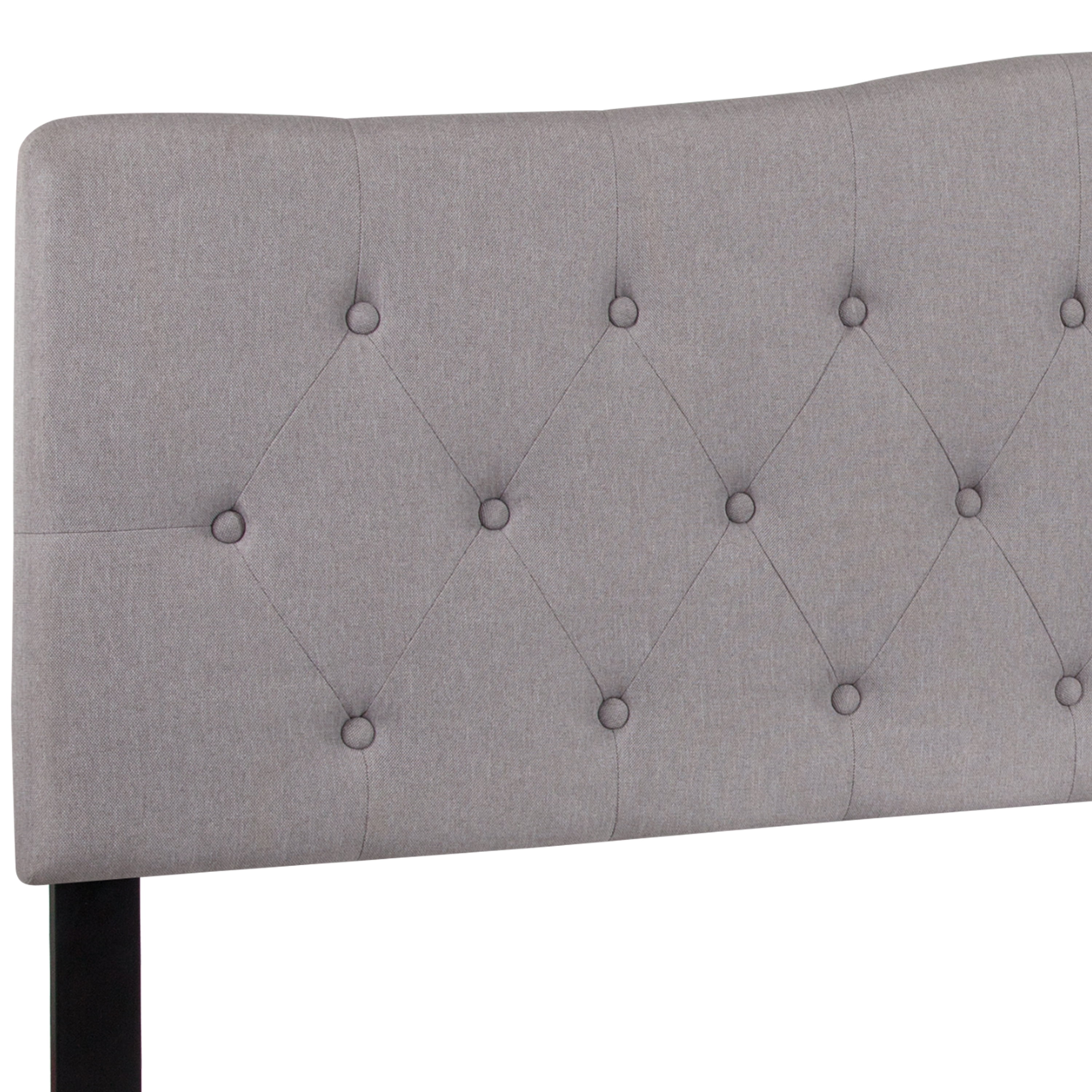 Emma + Oliver Arched Button Tufted King Size Headboard in Light Gray Fabric