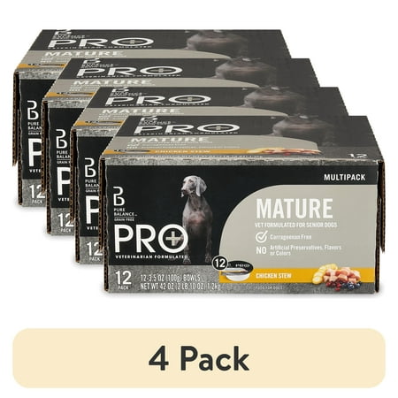 (4 pack) Pure Balance Pro Plus Mature Wet Dog Food 3.5oz Cup 12ct