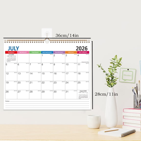 BiFandian 2026-27 Monthly Wall Calendar, Large Hanging Spiral Bound Home Planner with Date Grid Layout, Home Office Schedule Organizer for Family Daily Arrangement Event Reminder