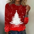 thumbnail image 2 of SELONE Womens Christmas Tshirts Printed Crewneck Pullover Long Sleeved Casual Tops Red XL, 2 of 4